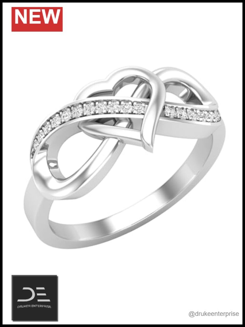 Sterling Silver Natural Diamond Infinity Heart Promise Ring